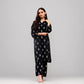 Black Floral Block Print Kurta Palazzo Set