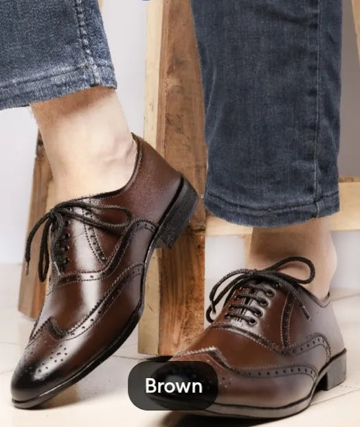 Men's Classic Brogue Oxford Lace-Up Shoes