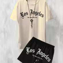 Men's Textured Knit Two-Piece Set –  Half Sleeve Top & Drawstring Shorts