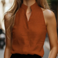 Women's Sleeveless Linen Blouse – Mandarin Collar Halter Top