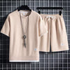 Men's Waffle Knit Two-Piece Set – Mock Layered Short Sleeve T-Shirt & Drawstring Shorts